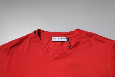 Red DG Logo Patch Cotton Crew Neck T-shirt - Image 5