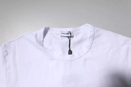 White Cotton Stretch Crewneck Underwear T-shirt - Image 5