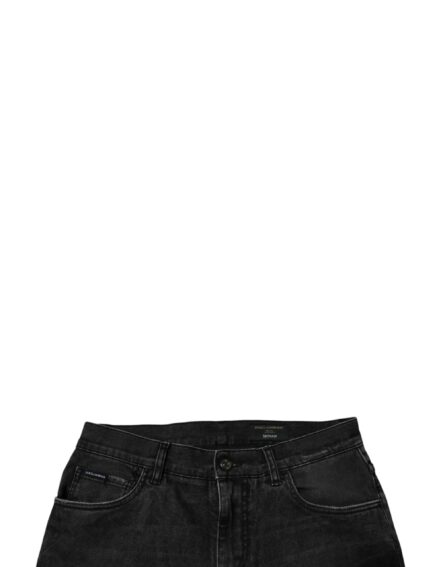 Black Cotton Stretch Skinny Men Denim Jeans - Image 5
