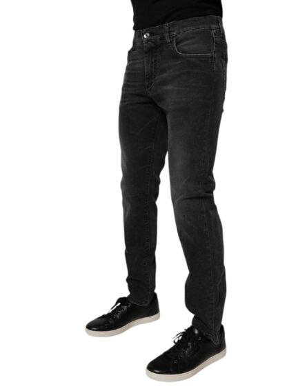 Black Cotton Stretch Skinny Men Denim Jeans - Image 3