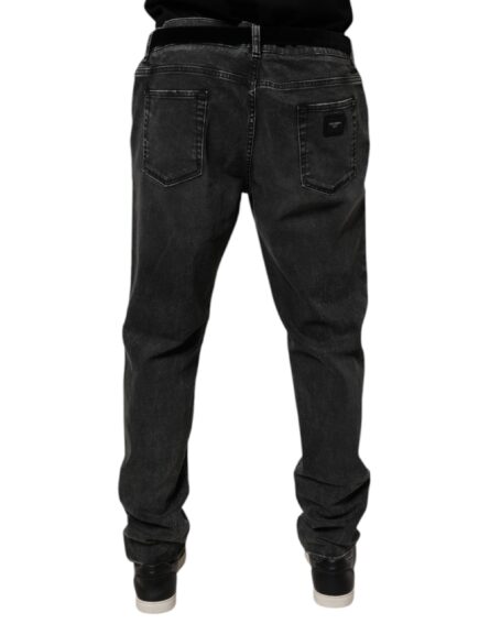 Black Cotton Stretch Skinny Men Denim Jeans - Image 4