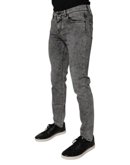 Dark Gray Washed Cotton Slim Fit Denim Jeans - Image 3