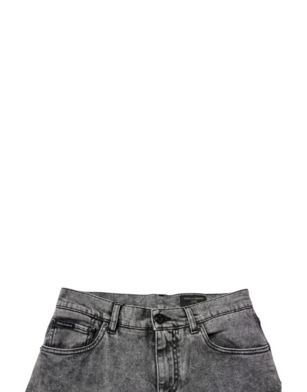 Dark Gray Washed Cotton Slim Fit Denim Jeans - Image 5