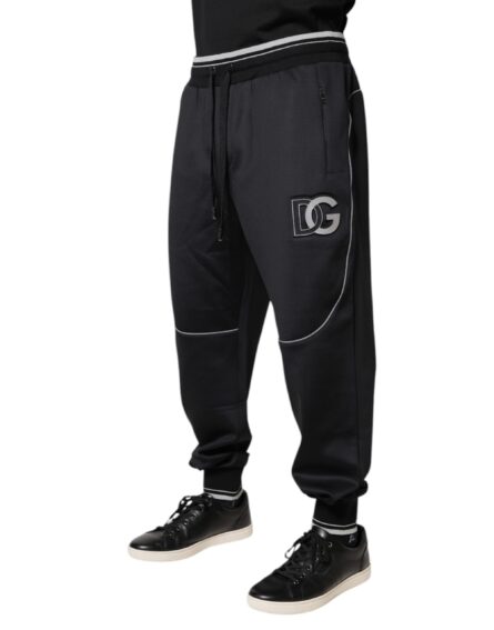 Black Polyester Logo Jogger Pants - Image 3