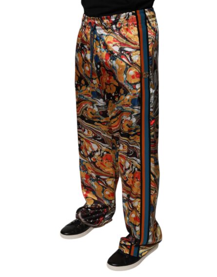 Multicolor Marble Satin Men Tracksuit Pants - Image 3