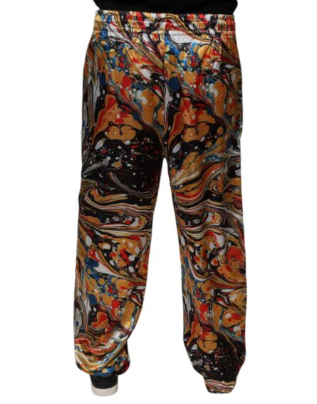 Multicolor Marble Satin Men Tracksuit Pants - Image 4