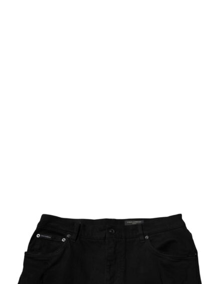 Black Tattered Cotton Skinny Men Denim Jeans - Image 5