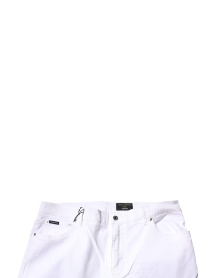White Cotton Stretch Skinny Men Denim Jeans - Image 5
