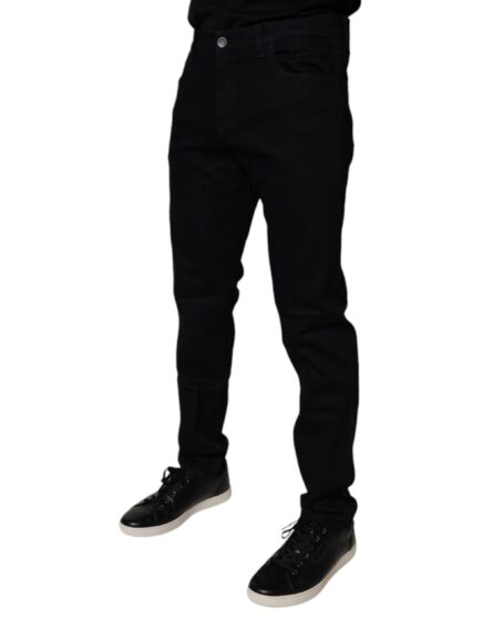 Black Cotton Stretch Slim Fit Men Denim Jeans - Image 3