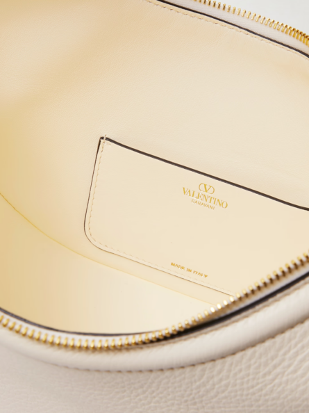 Ivory Leather Small Hobo Vlogo Shoulder Bag - Image 5