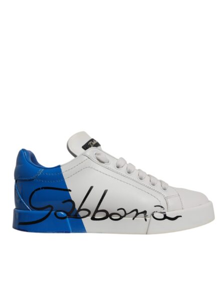 White Blue Logo Portofino Sneakers Shoes - Image 5