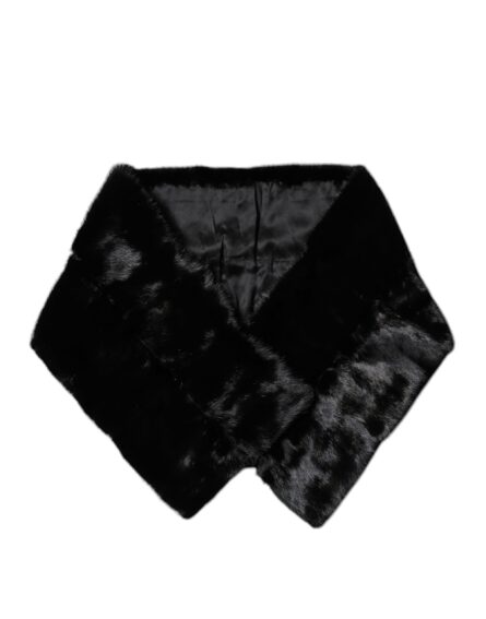 Black Fur Shawl Neck Wrap Cover Collar Scarf - Image 2
