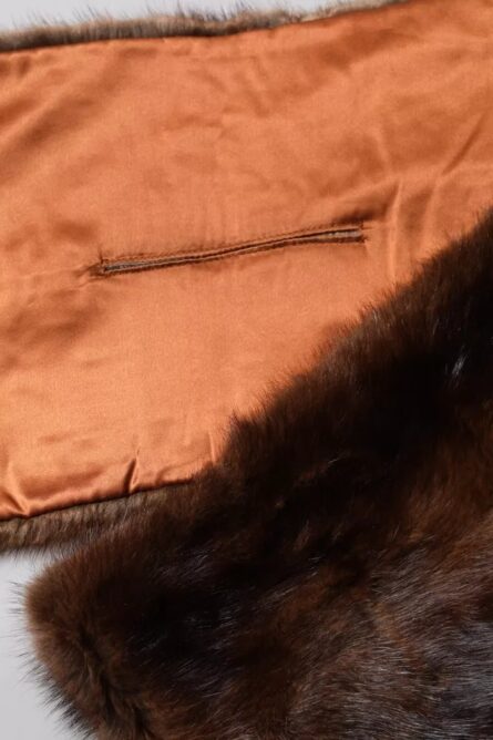 Black Brown Stripe Fur Shawl Wrap Scarf - Image 4
