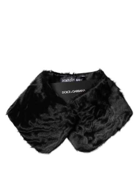 Black Lamb Fur Collar Women Neck Wrap Scarf - Image 4