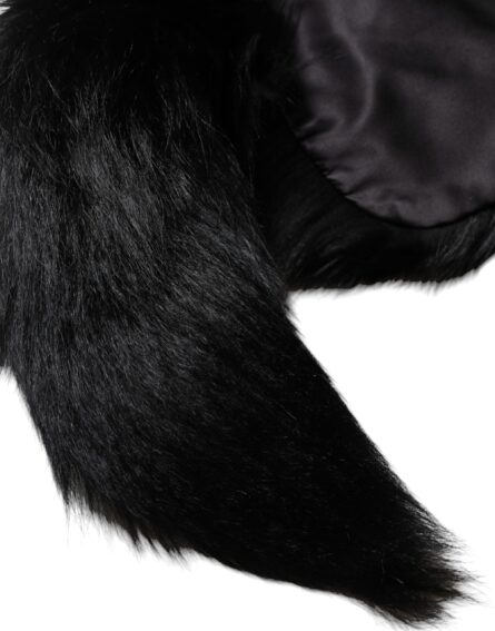 Black Fox Fur Neck Wrap Warmer Winter Scarf - Image 3
