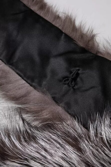 Gray Fox Fur Neck Wrap Warmer Winter Scarf - Image 4
