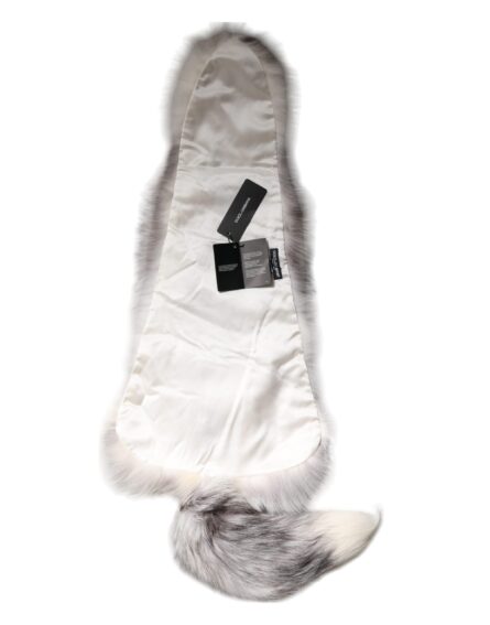 White Fox Fur Neck Wrap Warmer Winter Scarf - Image 2