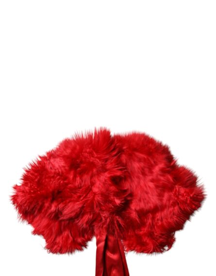 Red Alpaca Fur Women Neck Warmer Winter Scarf - Image 5