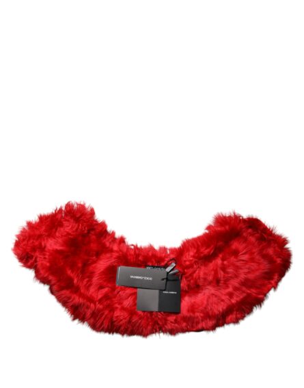 Red Alpaca Fur Women Neck Warmer Winter Scarf - Image 6