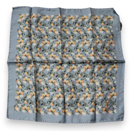 Gray Oranges Silk Square Handkerchief Scarf - Image 3