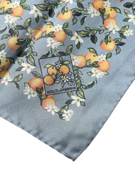 Gray Oranges Silk Square Handkerchief Scarf - Image 4