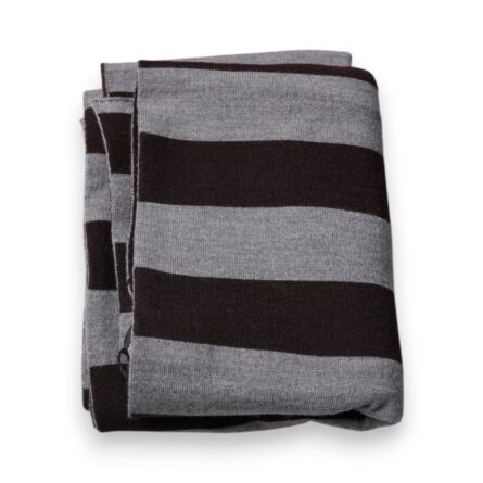 Black Gray Stripes Wool Neck Wrap Scarf - Image 2
