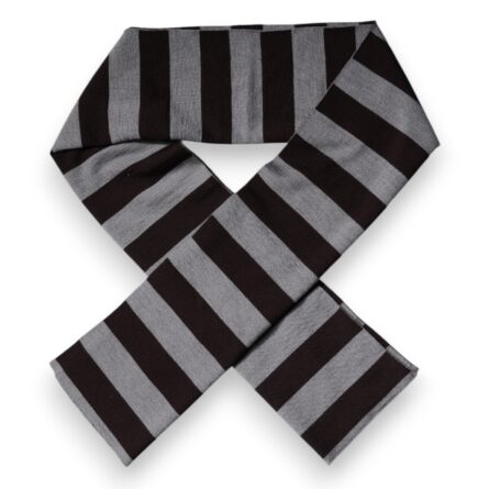 Black Gray Stripes Wool Neck Wrap Scarf - Image 5