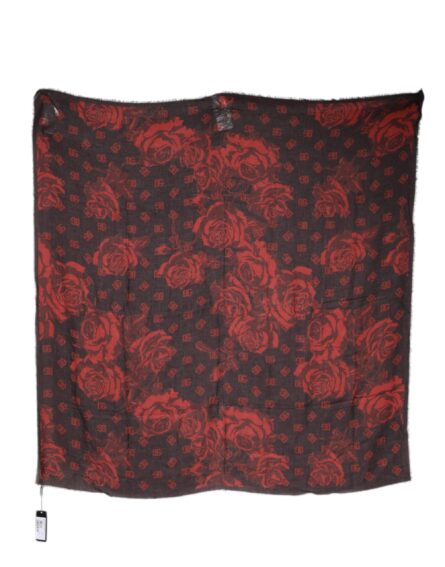 Black Red Floral Modal Wrap Shawl Scarf - Image 2