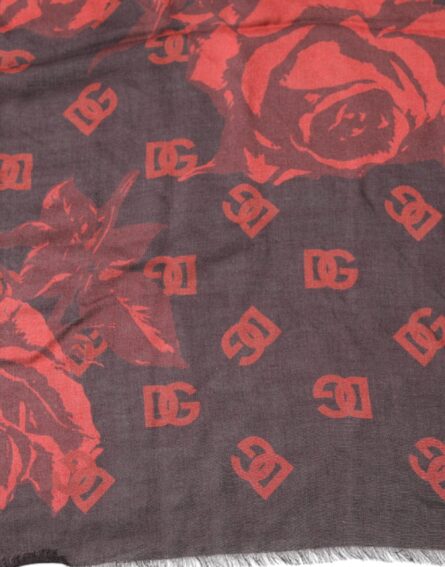 Black Red Floral Modal Wrap Shawl Scarf - Image 3