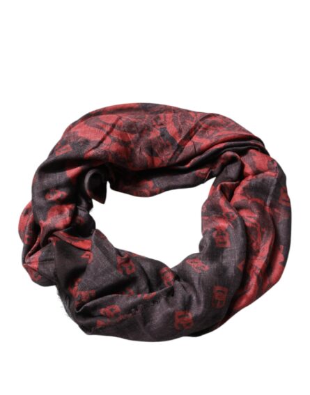 Black Red Floral Modal Wrap Shawl Scarf - Image 4
