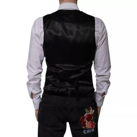 Black Wool Formal Dress Men Waistcoat Vest - Image 4