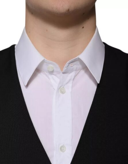 Black Wool Formal Dress Men Waistcoat Vest - Image 5