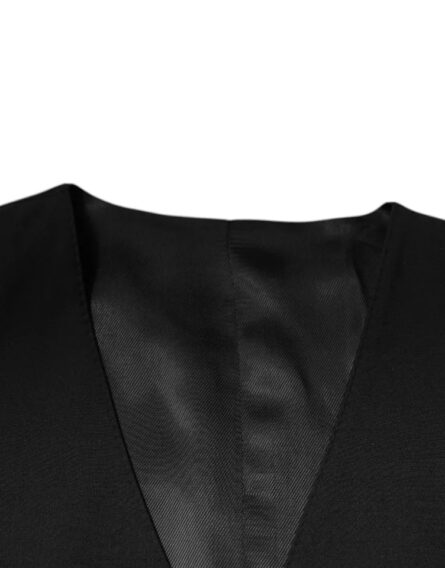 Black Wool Formal Dress Men Waistcoat Vest - Image 6