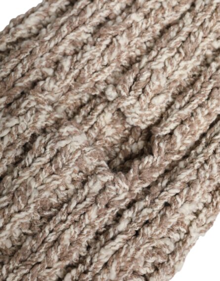 Beige Wool Knitted Ski Mask Balaclava Hat - Image 3
