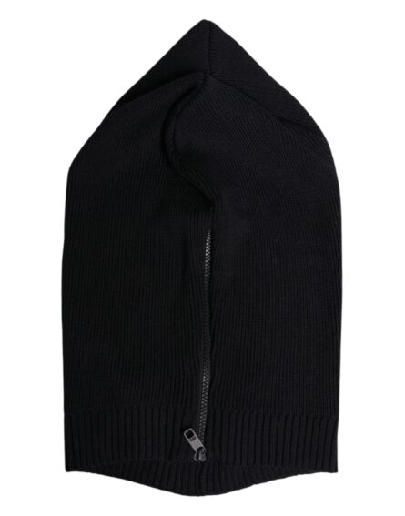 Black Wool Whole Head Wrap Balaclava Hat - Image 3