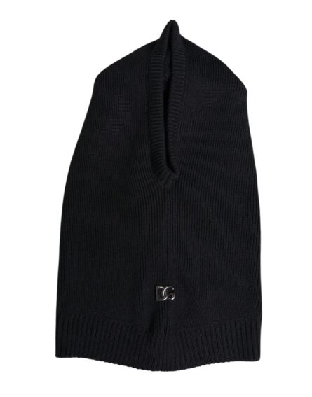 Black Wool Whole Head Wrap Balaclava Hat - Image 6