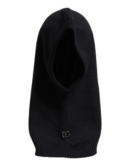 Black Wool Whole Head Wrap Balaclava Hat - Image 8