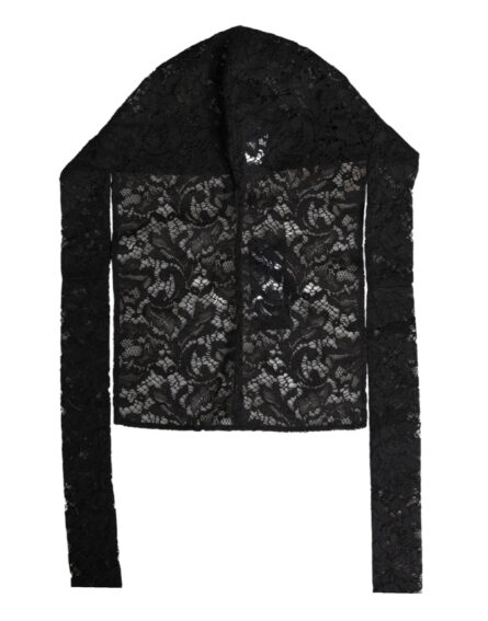 Black Floral Lace Whole Head Wrap Hat - Image 5
