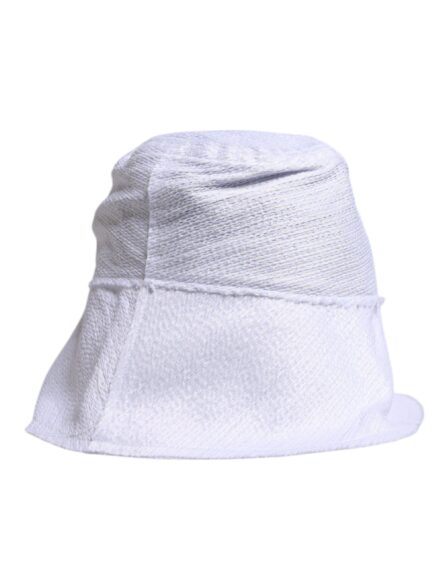 White Polyester Wide Brim Bucket Hat - Image 3