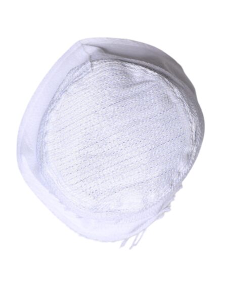 White Polyester Wide Brim Bucket Hat - Image 4