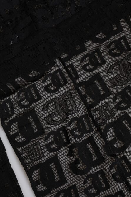 Black Logo Mesh Whole Head Wrap Hat - Image 3