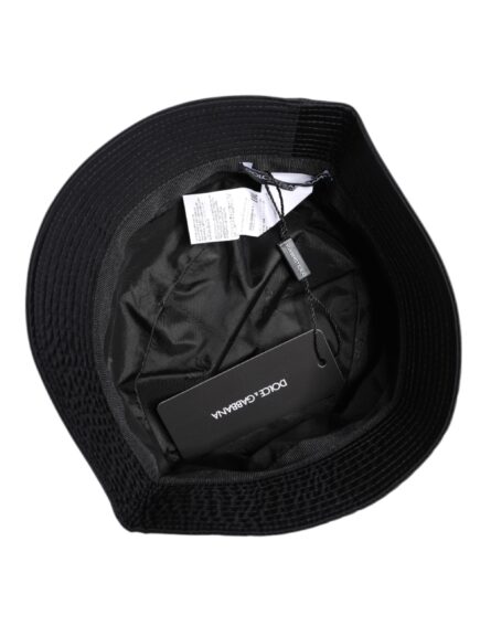 Black Cotton Wide Brim Bucket Hat - Image 6
