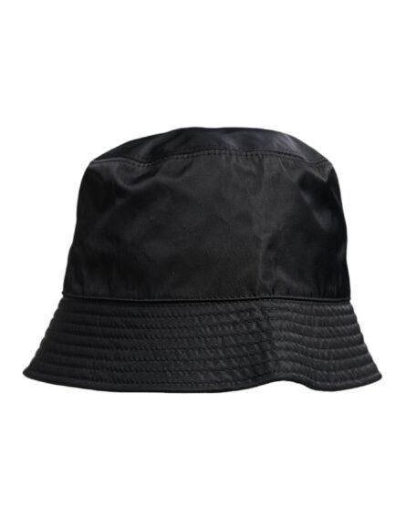 Black Cotton Wide Brim Bucket Hat - Image 3