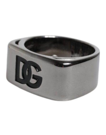 Silver Tone Brass Anello DG Logo Ring - Image 4