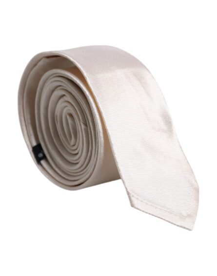 White Solid Silk Adjustable Necktie Tie - Image 2