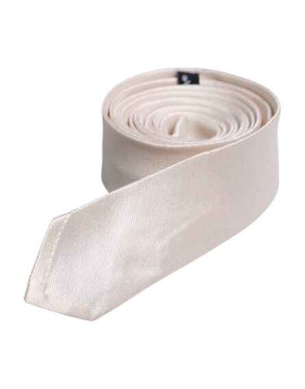 White Solid Silk Adjustable Necktie Tie - Image 3