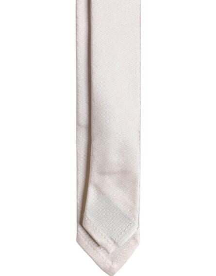 White Solid Silk Adjustable Necktie Tie - Image 5