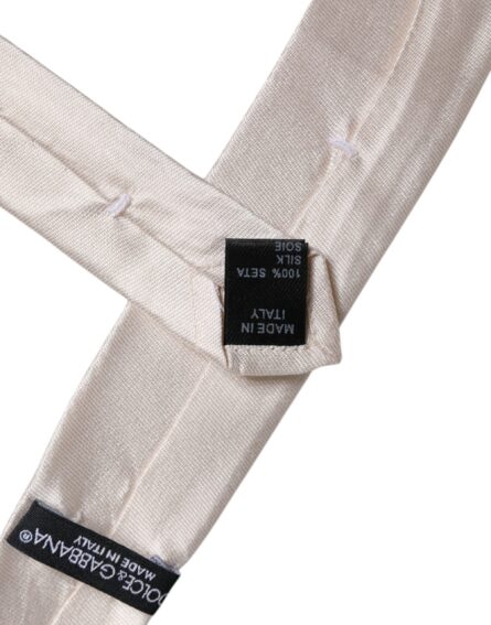 White Solid Silk Adjustable Necktie Tie - Image 6