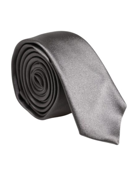 Metallic Silver Silk Adjustable Necktie Tie - Image 2