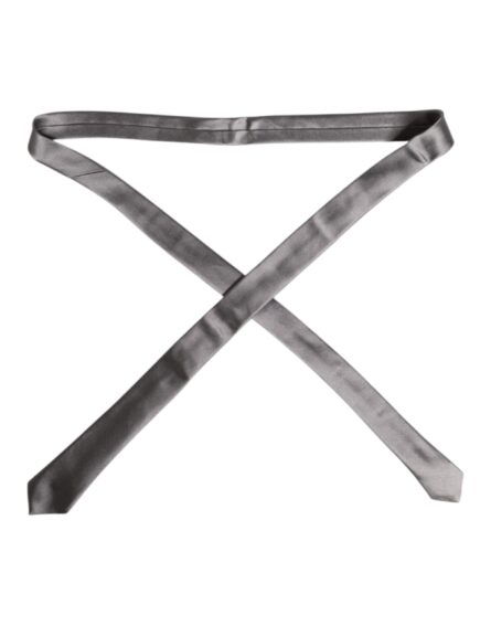 Metallic Silver Silk Adjustable Necktie Tie - Image 4